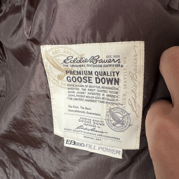Eddie Bauer Goose Down Parka Jacket Coat, Brown Small - Picture 6 of 9